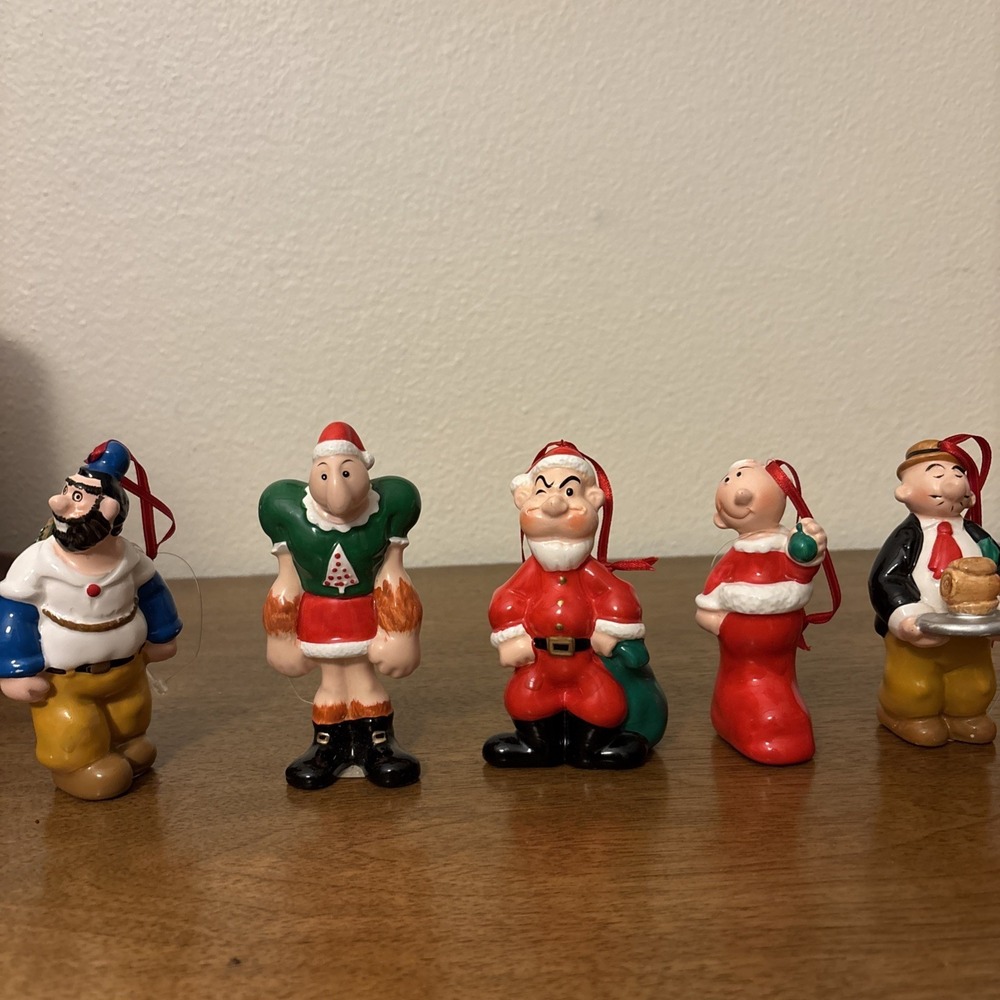 Vtg Popeye Friends Ornaments Olive Oyl Wimpy Brutus Sweet Pea Popeye - Set Of‎ 5